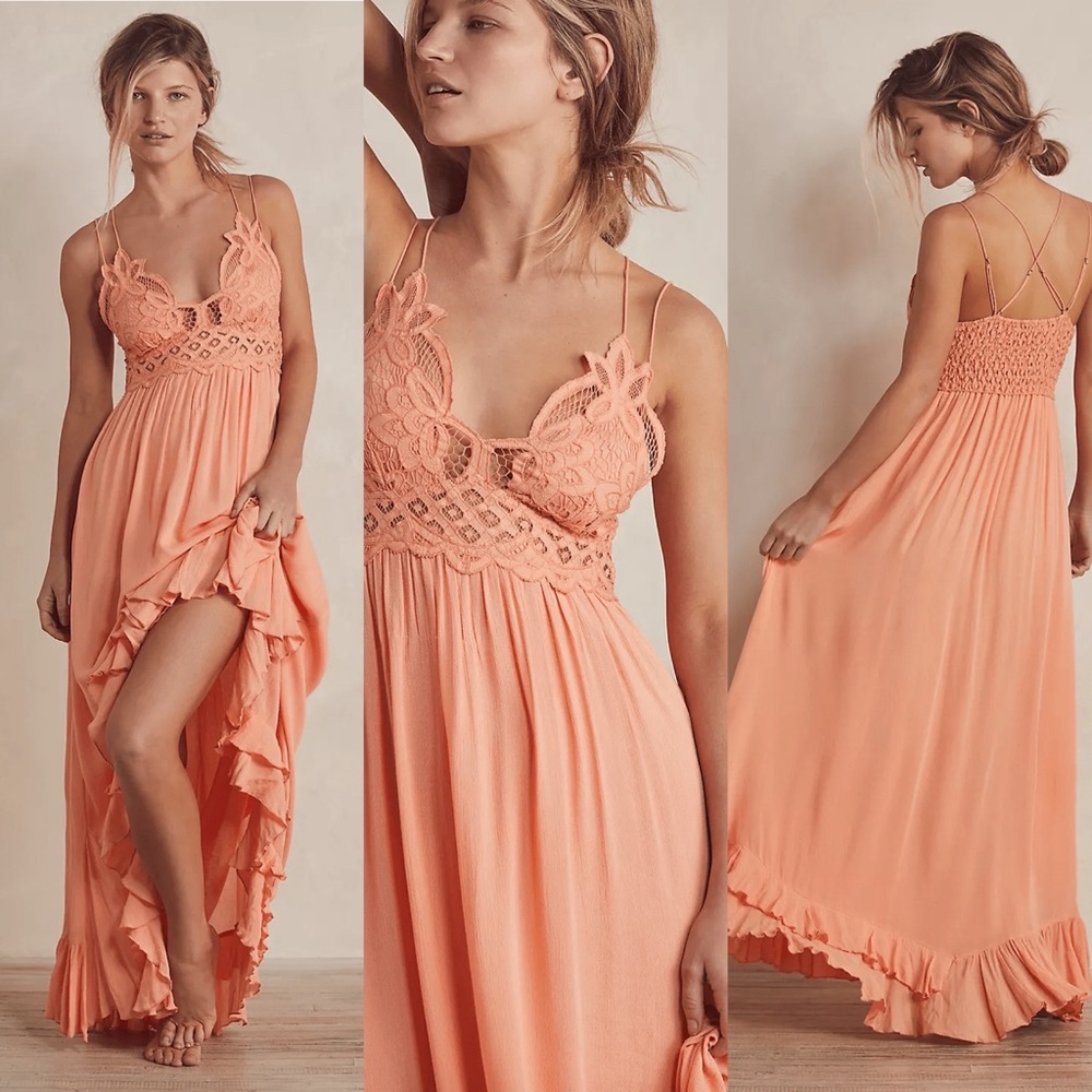 Free People Peach Slip Dress NEW